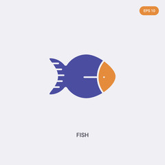 2 color Fish concept vector icon. isolated two color Fish vector sign symbol designed with blue and orange colors can be use for web, mobile and logo. eps 10.