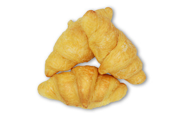Fresh bread croissant isolated on white background.