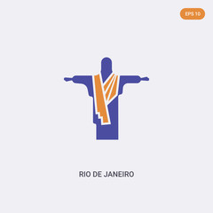 2 color Rio de janeiro concept vector icon. isolated two color Rio de janeiro vector sign symbol designed with blue and orange colors can be use for web, mobile and logo. eps 10.