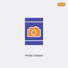 2 color Phone camera concept vector icon. isolated two color Phone camera vector sign symbol designed with blue and orange colors can be use for web, mobile and logo. eps 10.
