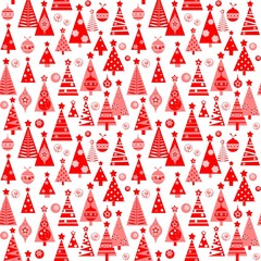 Seamless wallpaper with Christmas decorative red trees