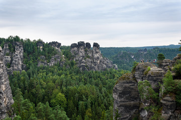 Fototapeta na wymiar Ausblick von der Bastei im Elbsandsteingebirge