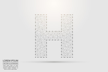 English letters abstract font consists 3d of triangles, lines, dots and connections. Vector illustration EPS 10.