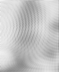 Abstract wave of halftone texture. Chaotic background of black dots on a white field. Template for printing on wrapping paper