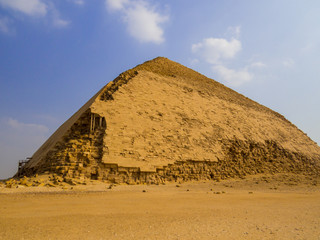 Obraz na płótnie Canvas View of the Bent Pyramid in Dahshur necropolis, Cairo, Egypt