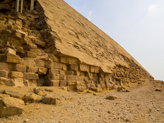 View of the base of the Bent Pyramid in Dahshur necropolis, Cairo, Egypt