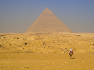 View of the Pyramid of Khafre, Giza necropolis, Cairo, Egypt