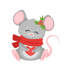 New year mouse with scarf