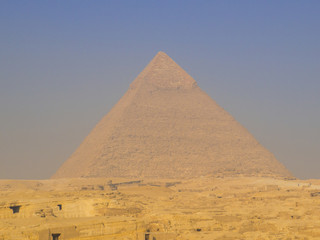 Fototapeta na wymiar View of the Pyramid of Khafre, Giza necropolis, Cairo, Egypt