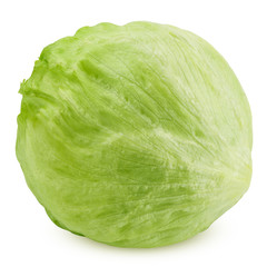 Green iceberg lettuce isolated on white background, clipping path, full depth of field