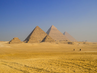 Fototapeta na wymiar View of the Pyramids of Giza. In Cairo, Egypt
