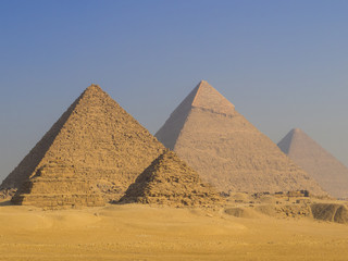 View of the Pyramids of Giza. In Cairo, Egypt