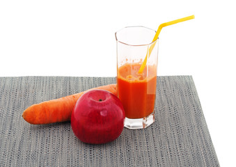 Fresh carrot and apple juice.