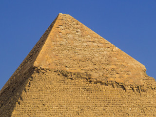 Fototapeta na wymiar View of the top of the Pyramid of Khafre, Giza necropolis, Cairo, Egypt