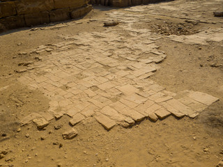 View of the pavement of the Funerary Temple of Khafre, Giza necropolis, Cairo, Egypt