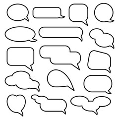 Big set of speech bubbles for your design on white in cartoon style, stock vector illustration