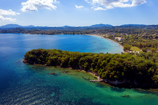 Aerial view on Dassia on Corfu island in Greece