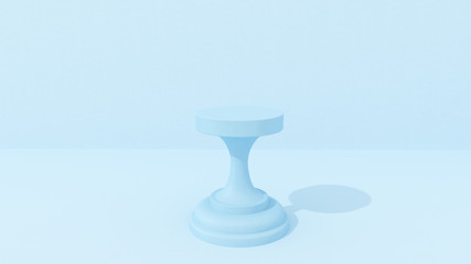 Exhibition stand, podium in the form of  classic Greek Doric pillars. 3d render illustration for advertising goods, products, museum expansions. Minimalistic light pink background with copy space. 