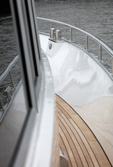 At the deck of a yacht. Shipbuilding industry. Yachting. Yachtbuilding. 