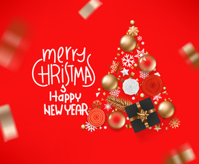 Fototapeta na wymiar Merry Christmas and Happy new 2020 year greeting card. Vector illustration