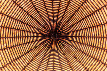 Perspective of inside of roof point to the center, abstract pattern