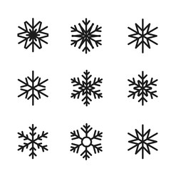 Different silhouettes of winter snowflakes vector clipart