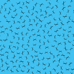 Seamless abstract symbol vector pattern on sky blue background.