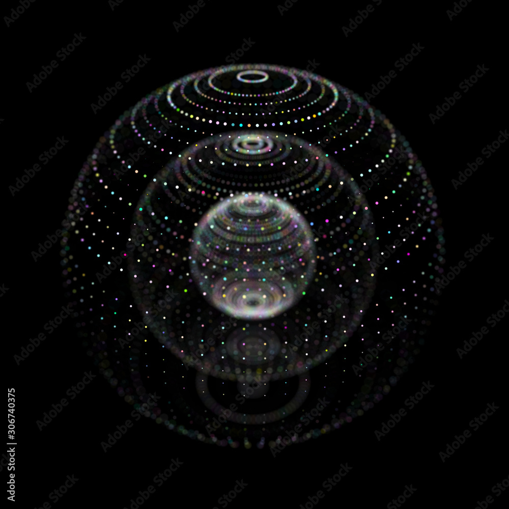 Poster abstract black 3d sphere. sphere with twist lines. glowing lines twisting logo design. outer space o