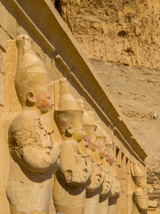Osirian statues in the Mortuary Temple of Hatshepsut in Luxor, Egypt