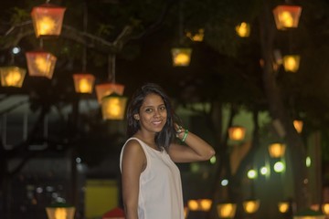 Beautiful young latin woman with black hair