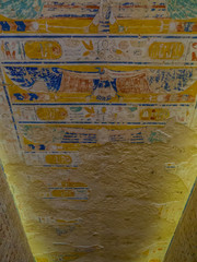 Decorative elements on the ceiling of the Tomb of King Ramses IV, Valley of the Kings, Luxor, Egypt