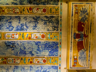 Decorative elements on the ceiling of the Tomb of King Ramses IV, Valley of the Kings, Luxor, Egypt
