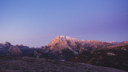 Dolomites, Italy, autumn sunrise mountain landscape