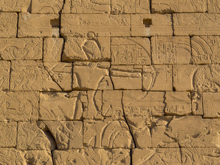 Hieroglyphics in the Ramesseum Temple in Luxor, Egypt