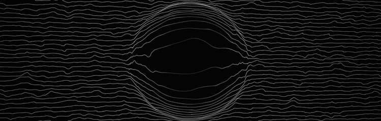 Space-time portal. Abstract red grid wormhole. Futuristic 3d portal. Cosmic wormhole. Funnel-shaped tunnel. Spiral Technology. 3d rendering.
