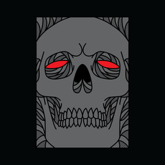 Skull Horror Line Graphic Illustration Vector Art T-shirt Design