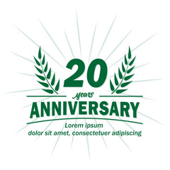 20 years logo design. Twenty years anniversary vector and illustration.