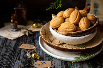 russian Christmas walnut shell cookies
