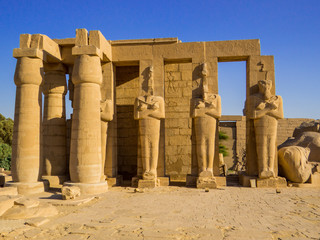 View of the Ramesseum Temple in Luxor, Egypt
