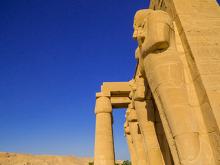 View of the Ramesseum Temple in Luxor, Egypt