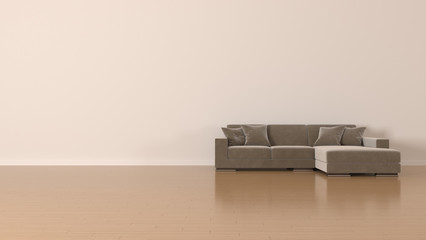 3d rendering of sofa with blank wall. Mock up