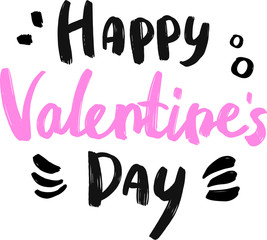 Valentine hand painted lettering Happy Valentine's Day phrase on white background