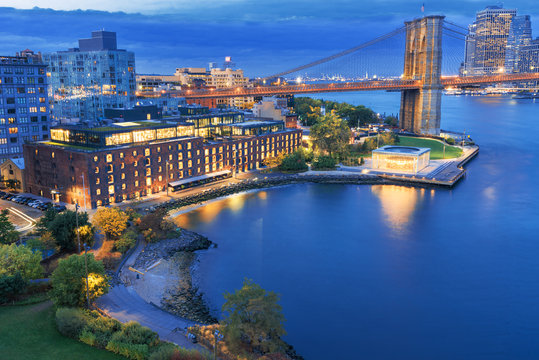 a magnificent view of the Manhattan, Brooklyn Bridge and Brooklyn, New York City