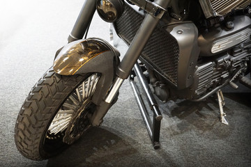the front wheel of a motorcycle