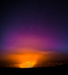 Fototapeta na wymiar Caldera of Hawaiian volcano at night
