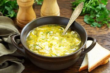 Chicken Soup with handmade noodles.