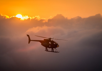 Hawaii tourist helicopter company flies at sunrise