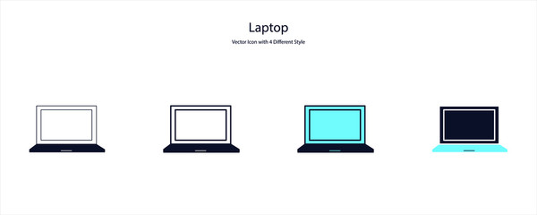 Laptop Vector Icon with 4 Different Style