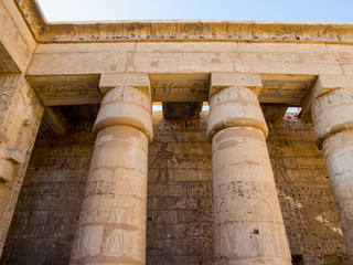 View of the Medinet Habu Temple in Luxor, Egypt