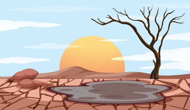 Pollution control scene with dry land